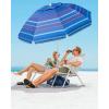 imageOutdoorMaster Beach Umbrella with Sand Bag  65ft Beach Umbrella with Sand Anchor UPF 50 PU Coating with Carry Bag for Patio and Outdoor  Navy StripedDark Blue Striped