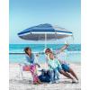 imageOutdoorMaster Beach Umbrella with Sand Bag  65ft Beach Umbrella with Sand Anchor UPF 50 PU Coating with Carry Bag for Patio and Outdoor  Navy StripedNew VersionBlueRed Striped with Cup Holder