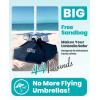 imageOutdoorMaster Beach Umbrella with Sand Bag  65ft Beach Umbrella with Sand Anchor UPF 50 PU Coating with Carry Bag for Patio and Outdoor  Navy StripedNew VersionBlue Striped with Cup Holder