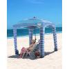 imageQipi Beach Cabana  Easy to Set Up Canopy Waterproof Portable 6 x 6 Beach Shelter Included Side Wall Shade with UPF 50 UV Protection Ultimate Sun Umbrella  for Kids Family ampamp FriendsBlue Stripes with Changing Room