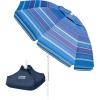 imageOutdoorMaster Beach Umbrella with Sand Bag  65ft Beach Umbrella with Sand Anchor UPF 50 PU Coating with Carry Bag for Patio and Outdoor  Navy StripedDark Blue Striped