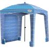 imageQipi Beach Cabana  Easy to Set Up Canopy Waterproof Portable 6 x 6 Beach Shelter Included Side Wall Shade with UPF 50 UV Protection Ultimate Sun Umbrella  for Kids Family ampamp FriendsBlue Stripes with Changing Room
