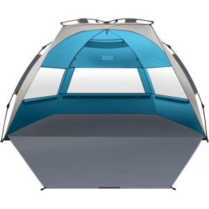 imageOutdoorMaster Beach Tent for 34 Person  Easy Setup and Portable Beach Shade Sun Shelter Canopy with UPF 50 UV Protection Removable Skylight Family SizeOcracoke Coast