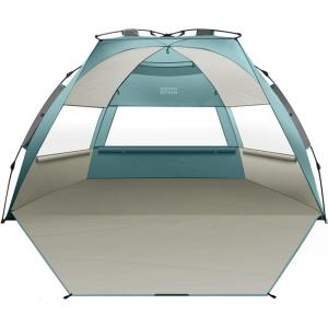 imageOutdoorMaster Beach Tent for 34 Person  Easy Setup and Portable Beach Shade Sun Shelter Canopy with UPF 50 UV Protection Removable Skylight Family SizeCancun Seashore