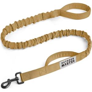 imageOutdoorMaster Bungee Dog Leash Heavy Duty Dog Leash with Shock Absorption 2 Padded Handles Training Leash Improved Dog Safety and Comfort Tan 4 FTBrown