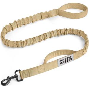 imageOutdoorMaster Bungee Dog Leash Heavy Duty Dog Leash with Shock Absorption 2 Padded Handles Training Leash Improved Dog Safety and Comfort Tan 4 FTKhakiTan