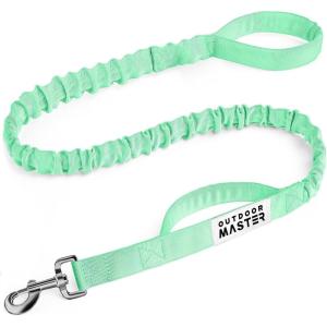imageOutdoorMaster Bungee Dog Leash Heavy Duty Dog Leash with Shock Absorption 2 Padded Handles Training Leash Improved Dog Safety and Comfort Tan 4 FTMint Green