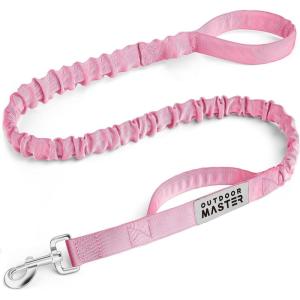 imageOutdoorMaster Bungee Dog Leash Heavy Duty Dog Leash with Shock Absorption 2 Padded Handles Training Leash Improved Dog Safety and Comfort Tan 4 FTPink