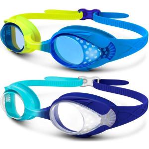 imageOutdoorMaster Kids Swim Goggles 2 Pack  Quick Adjustable Strap Swimming Goggles for Kids  D2 Packa