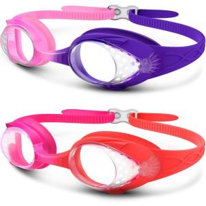 imageOutdoorMaster Kids Swim Goggles 2 Pack  Quick Adjustable Strap Swimming Goggles for Kids  D2 Packc