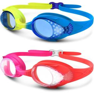 imageOutdoorMaster Kids Swim Goggles 2 Pack  Quick Adjustable Strap Swimming Goggles for Kids  D2 Packe