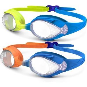 imageOutdoorMaster Kids Swim Goggles 2 Pack  Quick Adjustable Strap Swimming Goggles for Kids  D2 Packf