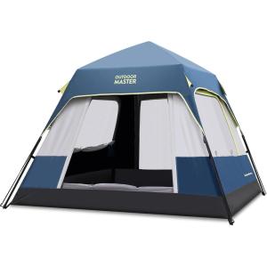 imageOutdoorMaster Tents 46 Person Camping Tent with Dark Space Technology Easy Setup in 60 Seconds Weatherproof Pop Up Tent for Camping with Top Rainfly Instant Cabin Tent