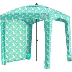 imageQipi Beach Cabana  Easy to Set Up Canopy Waterproof Portable 6 x 6 Beach Shelter Included Side Wall Shade with UPF 50 UV Protection Ultimate Sun Umbrella  for Kids Family ampamp FriendsPineapple Jungle