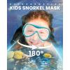 imageOutdoorMaster Marlin Kids Mask Fins Snorkel Set Dry Top Snorkeling Gear with Adjustable Fins AntiFog Snorkel Mask Set for Boys and Girls Age 616Cyan