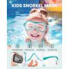 imageOutdoorMaster Marlin Kids Mask Fins Snorkel Set Dry Top Snorkeling Gear with Adjustable Fins AntiFog Snorkel Mask Set for Boys and Girls Age 616Cyan