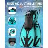 imageOutdoorMaster Marlin Kids Mask Fins Snorkel Set Dry Top Snorkeling Gear with Adjustable Fins AntiFog Snorkel Mask Set for Boys and Girls Age 616Cyan