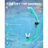 imageOutdoorMaster Marlin Kids Mask Fins Snorkel Set Dry Top Snorkeling Gear with Adjustable Fins AntiFog Snorkel Mask Set for Boys and Girls Age 616Cyan