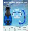 imageOutdoorMaster Marlin Kids Mask Fins Snorkel Set Dry Top Snorkeling Gear with Adjustable Fins AntiFog Snorkel Mask Set for Boys and Girls Age 616Dark Blue