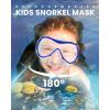 imageOutdoorMaster Marlin Kids Mask Fins Snorkel Set Dry Top Snorkeling Gear with Adjustable Fins AntiFog Snorkel Mask Set for Boys and Girls Age 616Dark Blue