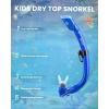 imageOutdoorMaster Marlin Kids Mask Fins Snorkel Set Dry Top Snorkeling Gear with Adjustable Fins AntiFog Snorkel Mask Set for Boys and Girls Age 616Dark Blue