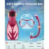 imageOutdoorMaster Marlin Kids Mask Fins Snorkel Set Dry Top Snorkeling Gear with Adjustable Fins AntiFog Snorkel Mask Set for Boys and Girls Age 616Rose Pink