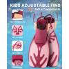 imageOutdoorMaster Marlin Kids Mask Fins Snorkel Set Dry Top Snorkeling Gear with Adjustable Fins AntiFog Snorkel Mask Set for Boys and Girls Age 616Rose Pink