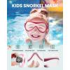 imageOutdoorMaster Marlin Kids Mask Fins Snorkel Set Dry Top Snorkeling Gear with Adjustable Fins AntiFog Snorkel Mask Set for Boys and Girls Age 616Rose Pink