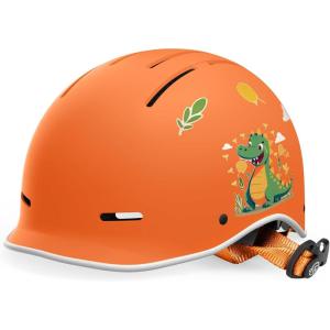 imageOutdoorMaster Toddler Helmet Toddler Bike Helmet Bike Helmet for Youth Boys ampamp Girls Kids Helmet with Visor Dial Fit Adjustment Ventilation MultiSport Helmet for Bicycle Skate Scooter LongboardLucky Dinosaur