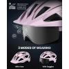 imageOutdoorMaster Adult Bike Helmet  Bicycle Helmet with Rechargeable Rear LED Light Detachable Magnetic Goggles Removable Sun Visor  Suitable for Commuting and Cycling for Men and WomenMisty Sakura
