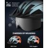 imageOutdoorMaster Adult Bike Helmet  Bicycle Helmet with Rechargeable Rear LED Light Detachable Magnetic Goggles Removable Sun Visor  Suitable for Commuting and Cycling for Men and WomenGradient Blue Orange