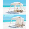 imageOutdoorMaster Beach Cabana with Fringes Portable 6 x 6 Beach Canopy for Sand Easy Set Up Beach Shelter Included Side Wall UPF 50 UV Protection Sun Umbrella  for Family ampamp FriendsRomantic White