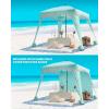 imageOutdoorMaster Beach Cabana with Fringes Portable 6 x 6 Beach Canopy for Sand Easy Set Up Beach Shelter Included Side Wall UPF 50 UV Protection Sun Umbrella  for Family ampamp FriendsLight Greena