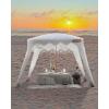 imageOutdoorMaster Beach Cabana with Fringes Portable 6 x 6 Beach Canopy for Sand Easy Set Up Beach Shelter Included Side Wall UPF 50 UV Protection Sun Umbrella  for Family ampamp FriendsRomantic White