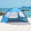 imageOutdoorMaster Beach Tent for 34 Person  Easy Setup Sun Shade Shelter Portable Beach Shade Sun Canopy with UPF 50 UV Protection Removable Skylight Family SizeBlue