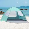 imageOutdoorMaster Beach Tent for 34 Person  Easy Setup Sun Shade Shelter Portable Beach Shade Sun Canopy with UPF 50 UV Protection Removable Skylight Family SizeGreen
