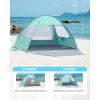 imageOutdoorMaster Beach Tent for 34 Person  Easy Setup Sun Shade Shelter Portable Beach Shade Sun Canopy with UPF 50 UV Protection Removable Skylight Family SizeGreen