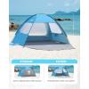 imageOutdoorMaster Beach Tent for 34 Person  Easy Setup Sun Shade Shelter Portable Beach Shade Sun Canopy with UPF 50 UV Protection Removable Skylight Family SizeBlue