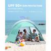 imageOutdoorMaster Beach Tent for 34 Person  Easy Setup Sun Shade Shelter Portable Beach Shade Sun Canopy with UPF 50 UV Protection Removable Skylight Family SizeGreen