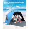 imageOutdoorMaster Beach Tent with Blackout Shelter Technology Portable Beach Shade Sun Shelter Canopy for 46 Person with UPF 50 UV Protection Easy Setup Pop Up Tent Family SizeBlue