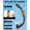 imageOutdoorMaster Marlin Kids Snorkel Set Adjustable Strap Dry Top Diving Mask AntiFog Snorkeling Mask Gear Kids Swimming Goggles for Boys and Girls Age 614Dark Green