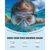 imageOutdoorMaster Marlin Kids Snorkel Set Adjustable Strap Dry Top Diving Mask AntiFog Snorkeling Mask Gear Kids Swimming Goggles for Boys and Girls Age 614Black