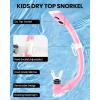 imageOutdoorMaster Marlin Kids Snorkel Set Adjustable Strap Dry Top Diving Mask AntiFog Snorkeling Mask Gear Kids Swimming Goggles for Boys and Girls Age 614Pink