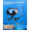 imageOutdoorMaster Mobula Snorkeling Gear for Adults Diving Mask and Snorkel Set with Tempered Glass AntiFog TOP Dry Snorkel for Diving Snorkeling SwimmingBlue