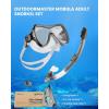 imageOutdoorMaster Mobula Snorkeling Gear for Adults Diving Mask and Snorkel Set with Tempered Glass AntiFog TOP Dry Snorkel for Diving Snorkeling SwimmingGrey