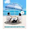 imageOutdoorMaster Updated DualFold Beach Umbrellas for Sand with Sandbag ampamp Anchor 65ft Adjustable Umbrella for Beach Heavy Duty Wind Portable UPF50 Sunshade with Carry Bag for Patio Navy StripedB02 New VersionBlueWhite Striped with Cup Holder
