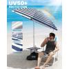 imageOutdoorMaster Updated DualFold Beach Umbrellas for Sand with Sandbag ampamp Anchor 65ft Adjustable Umbrella for Beach Heavy Duty Wind Portable UPF50 Sunshade with Carry Bag for Patio Navy StripedB01 New VersionNavy Striped with Cup Holder