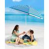 imageOutdoorMaster Updated DualFold Beach Umbrellas for Sand with Sandbag ampamp Anchor 65ft Adjustable Umbrella for Beach Heavy Duty Wind Portable UPF50 Sunshade with Carry Bag for Patio Navy StripedA02 Blue Striped