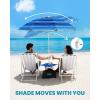 imageOutdoorMaster Updated DualFold Beach Umbrellas for Sand with Sandbag ampamp Anchor 65ft Adjustable Umbrella for Beach Heavy Duty Wind Portable UPF50 Sunshade with Carry Bag for Patio Navy StripedNew VersionDark Blue Striped with Cup Holder