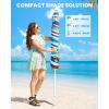 imageOutdoorMaster Updated DualFold Beach Umbrellas for Sand with Sandbag ampamp Anchor 65ft Adjustable Umbrella for Beach Heavy Duty Wind Portable UPF50 Sunshade with Carry Bag for Patio Navy StripedBlueRed Striped
